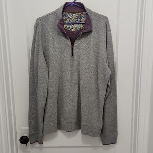 Robert Graham Grey 1/4 Zip Long Sleeve Knit Men's Pullover Size XL